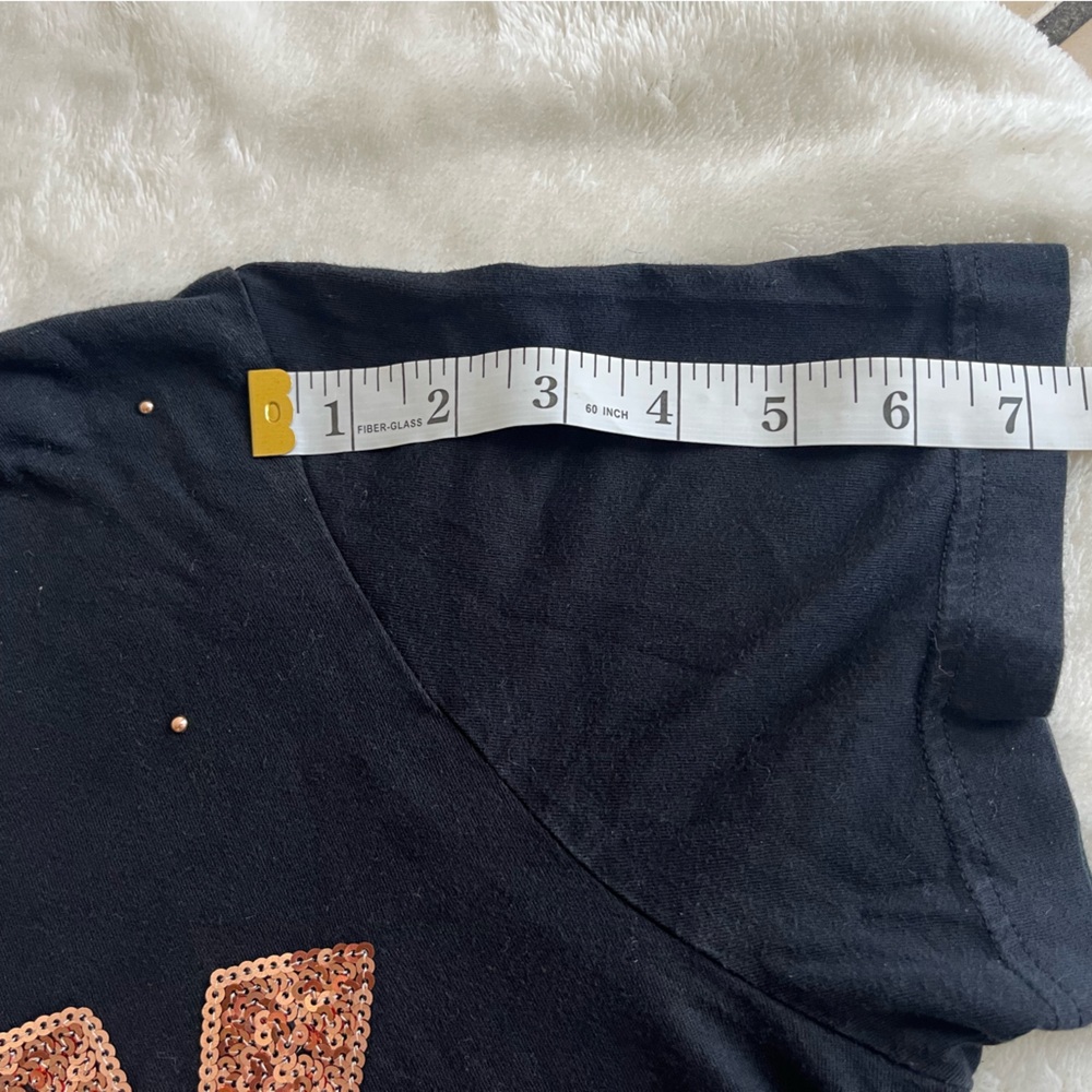 PINK Victoria's Secret Black Tee with  Sequin Logo - Picture 7 of 7